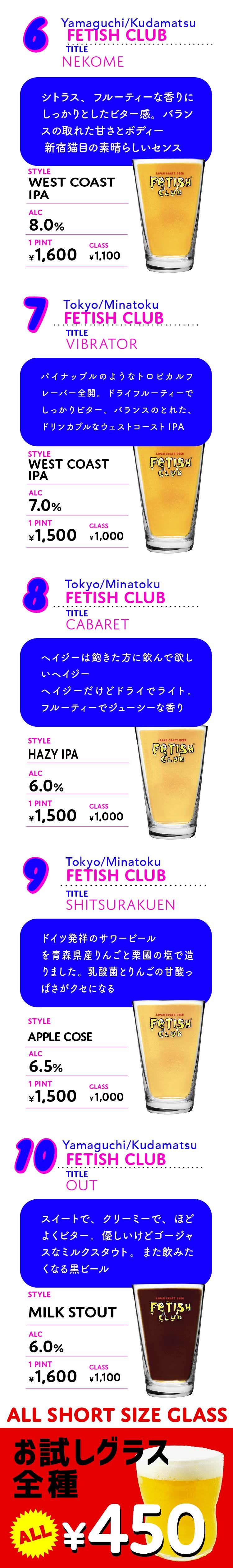 fetis club beer メニュー