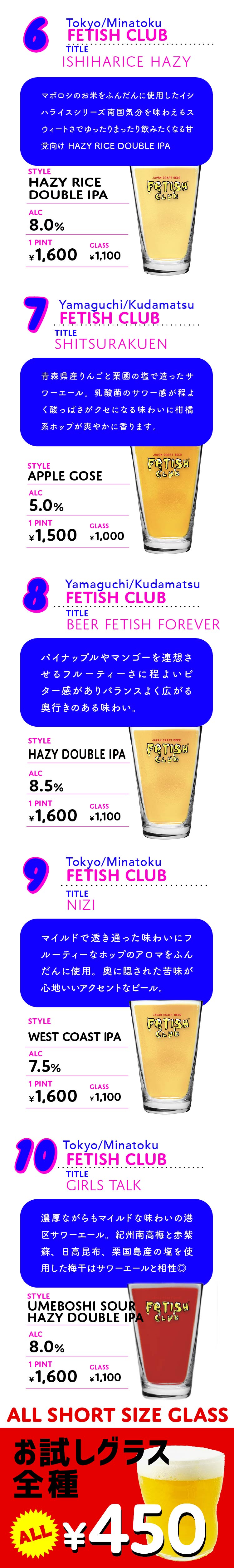 fetis club beer メニュー