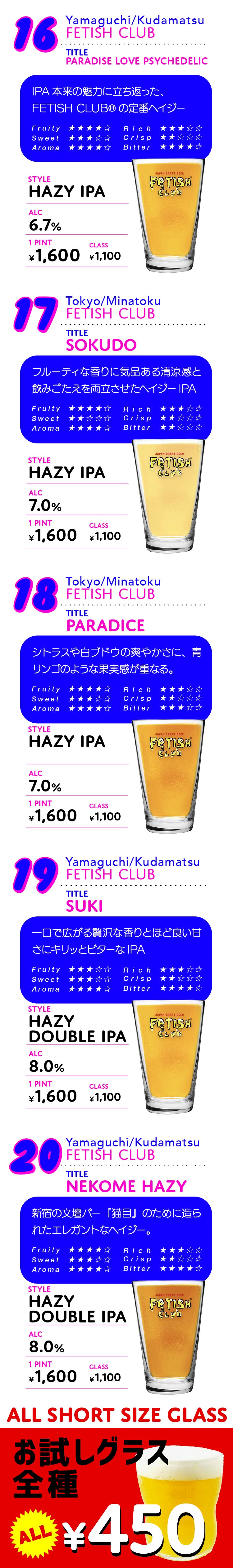 fetis club beer メニュー