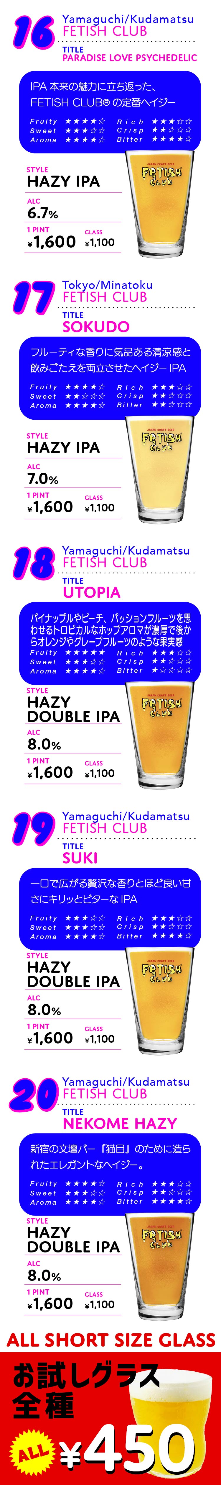 fetis club beer メニュー