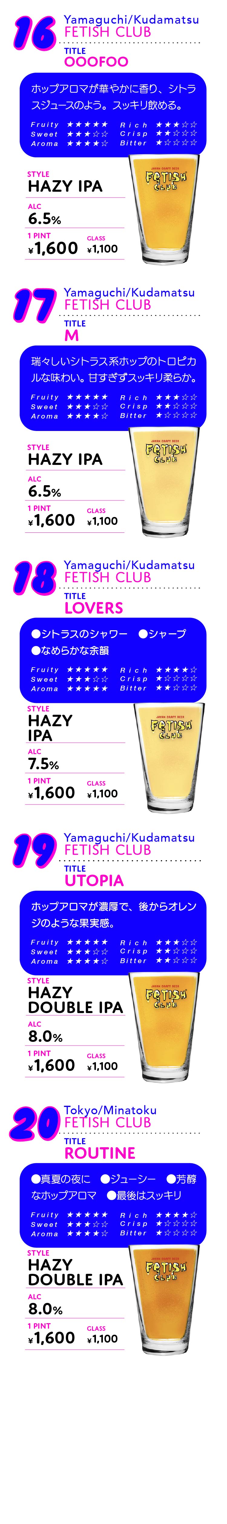 fetis club beer メニュー